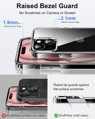 HOOMIL Case for iPhone 15, Anti-Yellowing, Crystal Clear