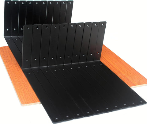 20 Pack - L 12" x H 8" x W1.5, 5mm Thick Black L Shelf Bracket, Iron Shelf Brackets, Metal Shelf Brackets, Floating Shelf, Shelf Supports with Screws