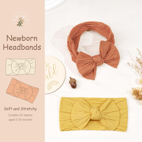 CÉLLOT 10Pcs Super Stretchy Soft Knot Headbands Baby Bows Hair Accessories