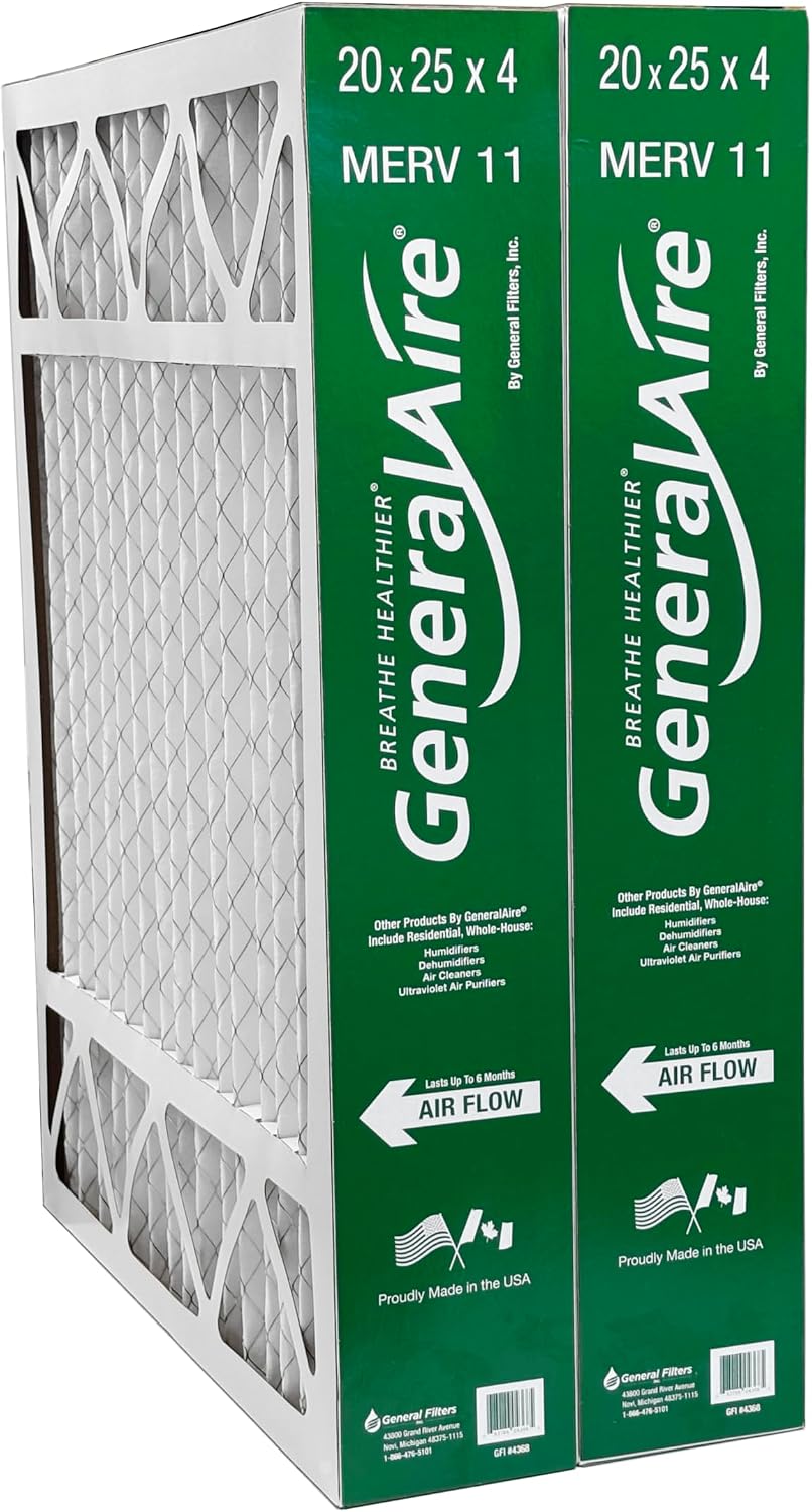 2-PK- Generalaire #4368-Replaces Honeywell FC100A1037-20"x 25" x 4.5" Merv 11 Air Filters