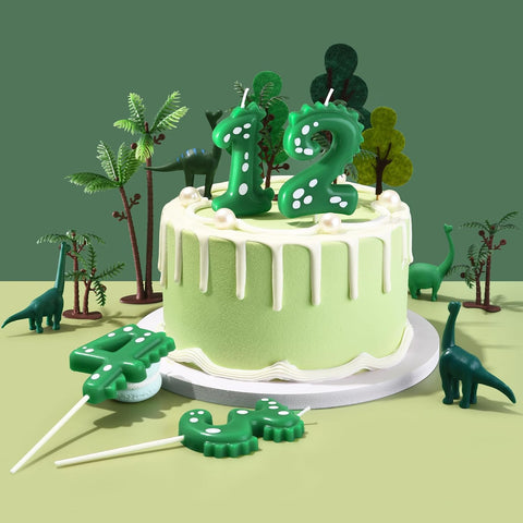 PHD CAKE 2.76 Inch Green Dinosaur 5 Number Birthday Candles, Dinosaur Number Candles, Cake Number Candles, Party Celebration