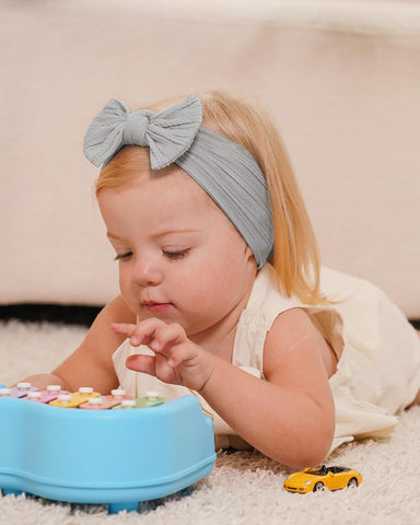 jollybows 8pcs Nylon Headbands for Baby Girls Infant Baby Bows