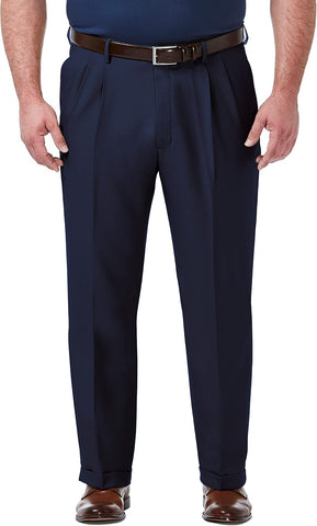 Haggar Men's Big & Tall Classic Fit Pleated Premium Comfort Dress Pant