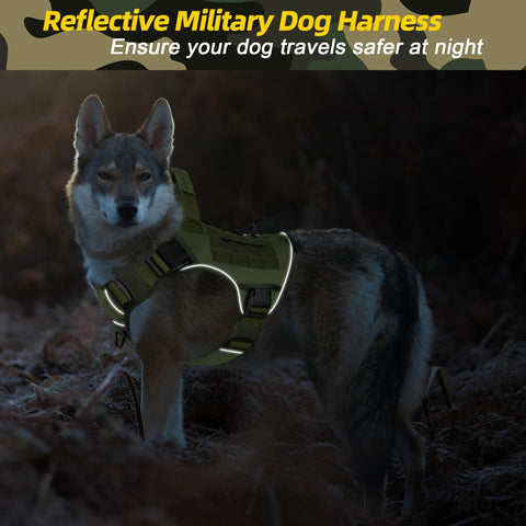 WINGOIN Green Tactical Dog Harness for Extra Large Dogs,No Pull Dog Harness