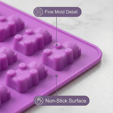 5Pcs Gummy Candy Molds - Silicone Gummy Mini Bear Molds with 2Pcs Dropper,Non-stick and Bpa Free for Candy Chocolate Gummies Baking