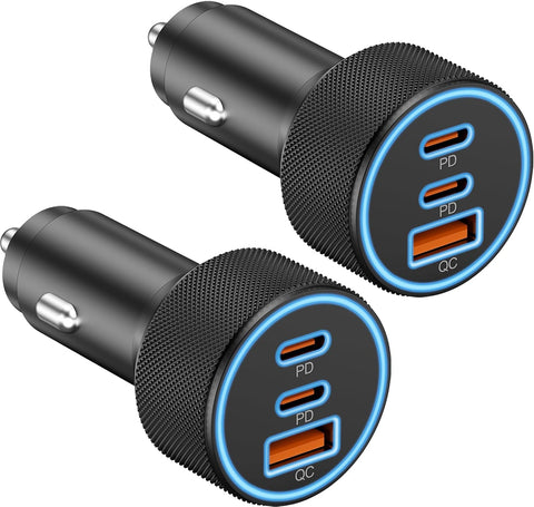 USB C Car Charger, 3Port 67W Dual USBC & USB-A Car Phone Fast Power Adapter