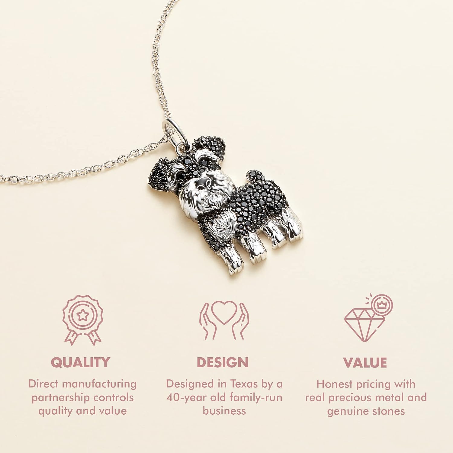 Silver Dog Breed Cubic Zirconia Pendant Necklaces for Women