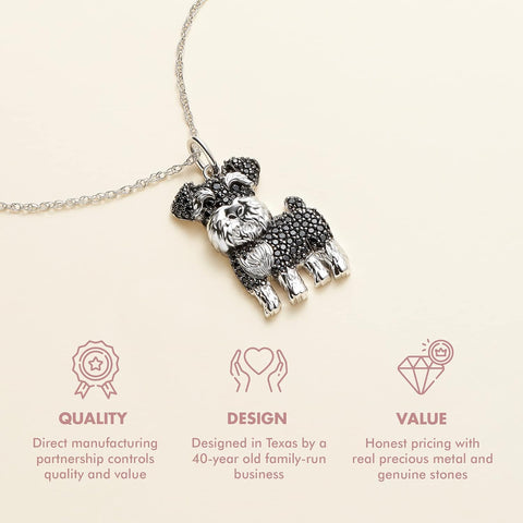 Silver Dog Breed Cubic Zirconia Pendant Necklaces for Women