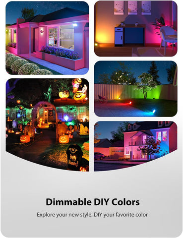 Onforu RGBW LED Flood Light DIY Color Changing Uplights with Remote, 6 Pack