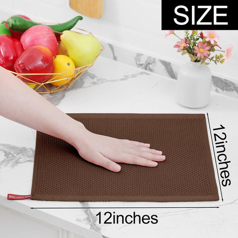 Homaxy 100% Cotton Waffle Weave Kitchen Dish Cloths 12-Pack, Coffee