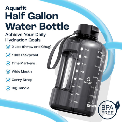 AQUAFIT Half Gallon Water Bottle with Time Marker
