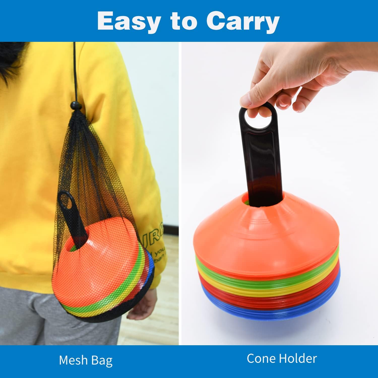 25/50/100pcs Disc Cones, Agility Soccer Cones with Carry Bag and Holder