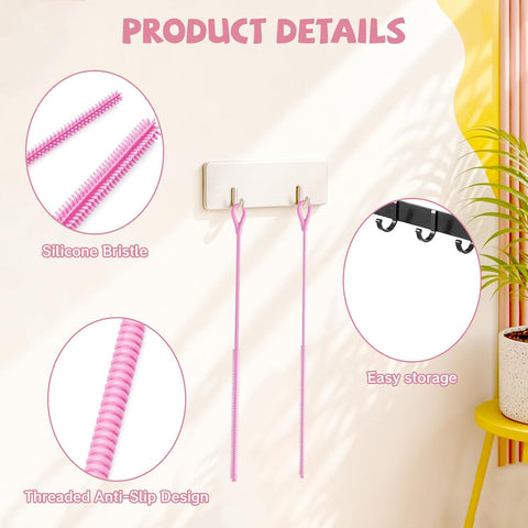 AONEZ Pink Silicone Straw Cleaner Brushes,2 Pack, 0.24" & 0.35" Sizes