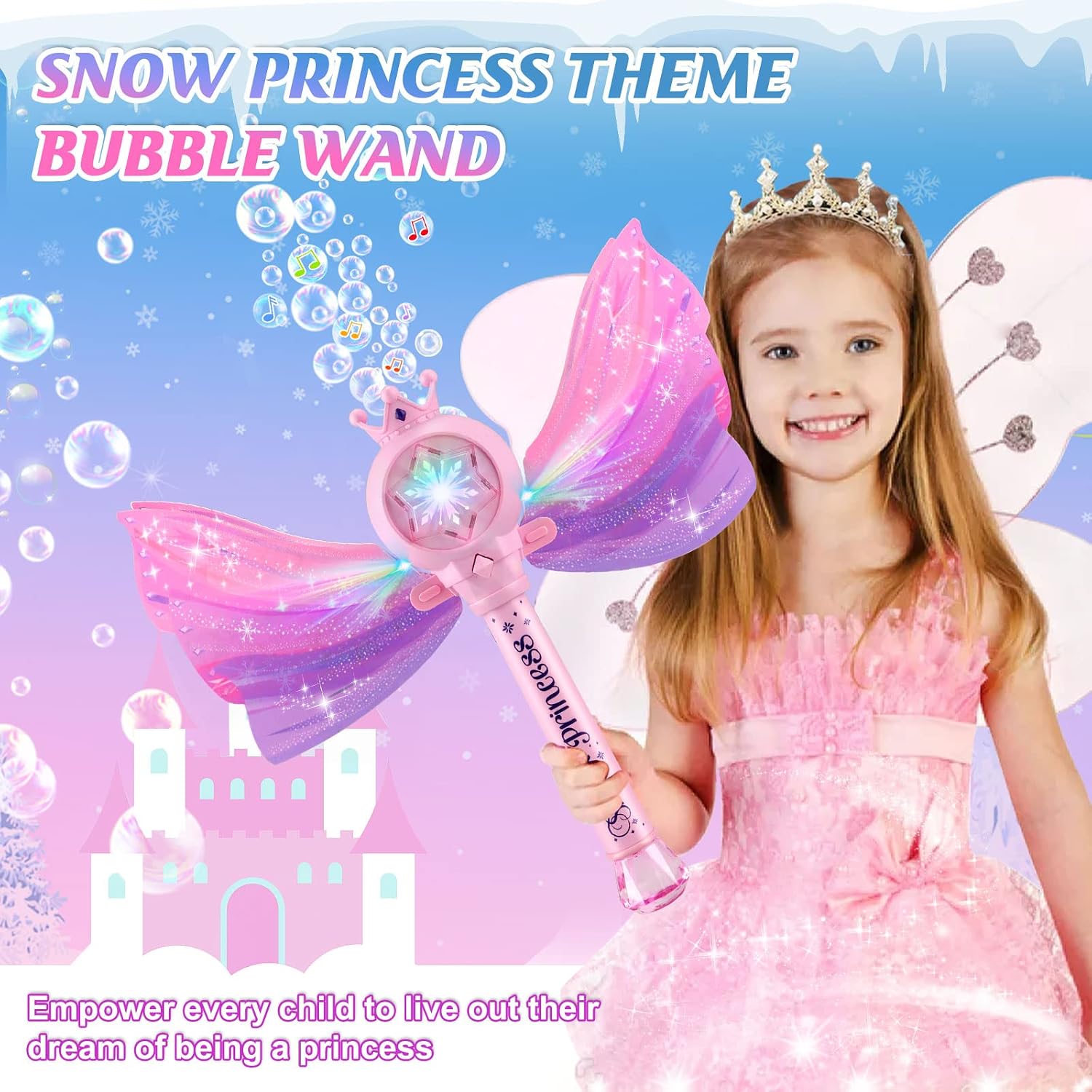 Bubble Wand for Kids, LED Light Music Bubble Toys Girl Gifts Age 3+