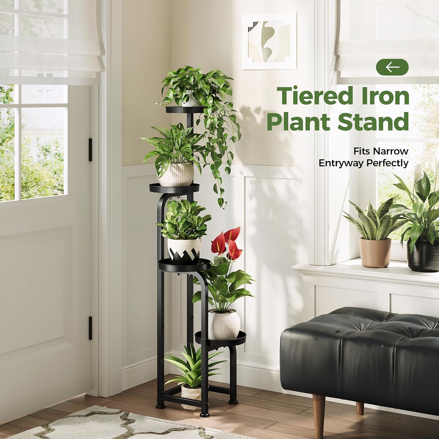 Bamworld Tall Plant Stand Indoor Outdoor Corner Metal Flower Pot Stands