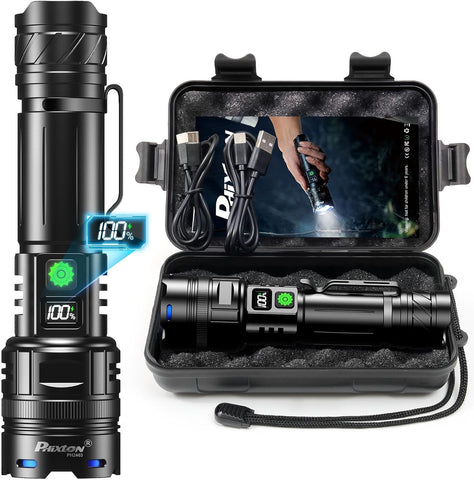 PHIXTON Rechargeable Flashlight High Lumens 100000 One Mode for Home Travel