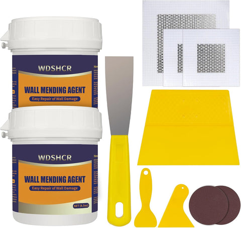 Drywall Repair Kit Drywall Hole Repair Patch Kits Wall Spackle Repair Paste with 8.5OZ White Wall Repair Putty with Scraper, Wall Surface Hole Fill Quick and Easy Solution (2Pack)