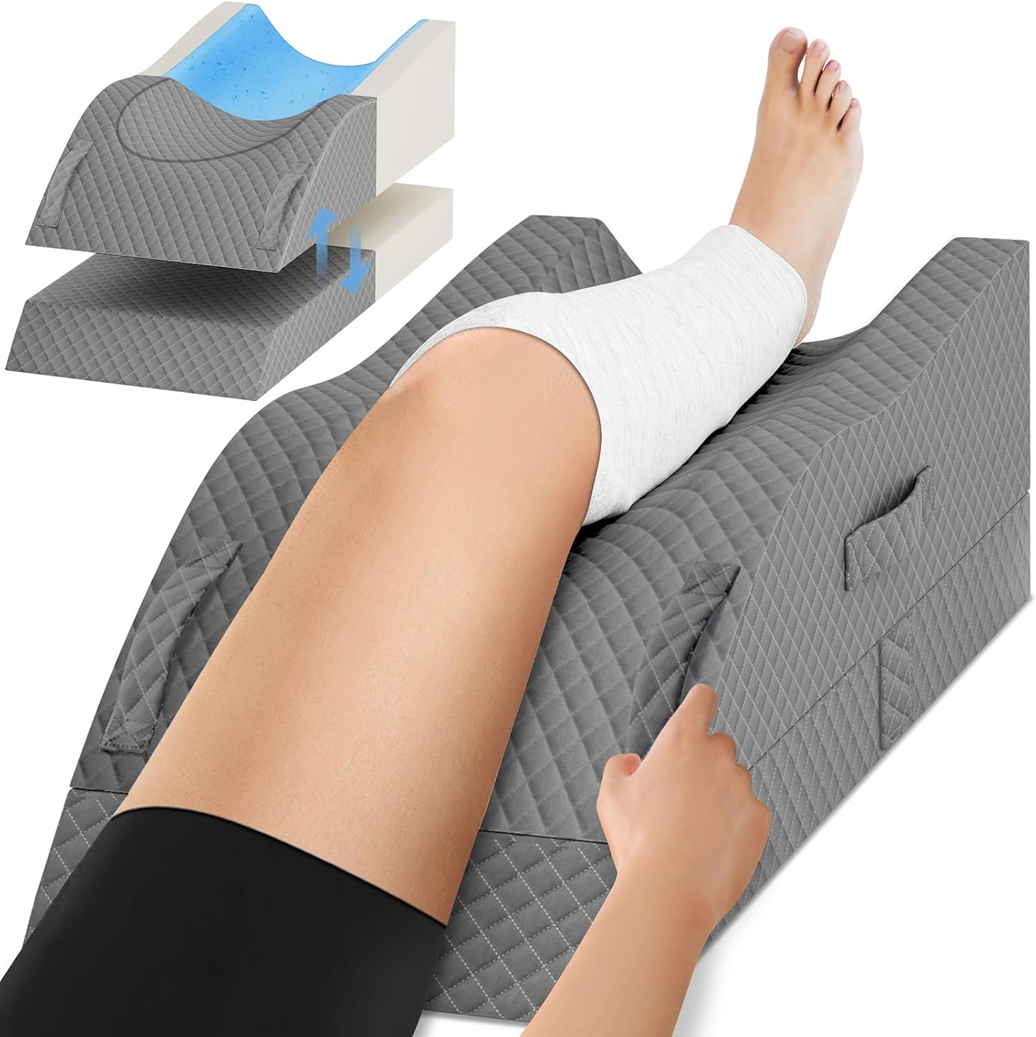 TranquilRelax Leg Elevation Pillows for After Surgery, Full Grey