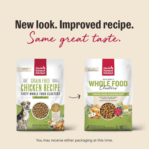 The Honest Kitchen Grain Free Chicken & Superfoods Whole Food Clusters, Human Grade Dry Dog Food, Vet-Crafted Nutritional Support for Skin, Coat, Digestion & Overall Wellness, 20 lb Bag