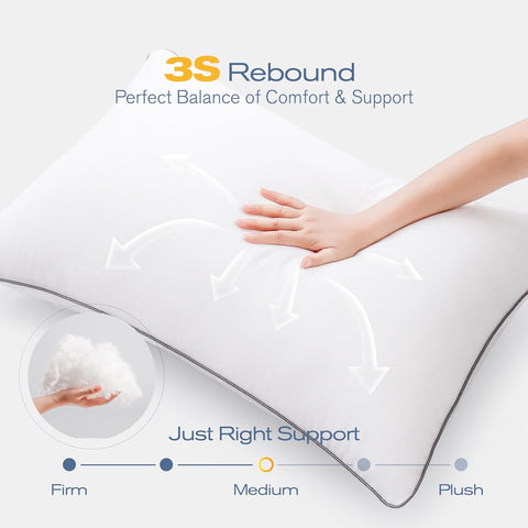 King Size Pillows Set of 4, Ultra Thick Down Alternative Bed Pillows,Cooling Hotel Quality King Size Pillows for Back, Stomach or Side Sleepers,Machine Washable (White,4 Pack)