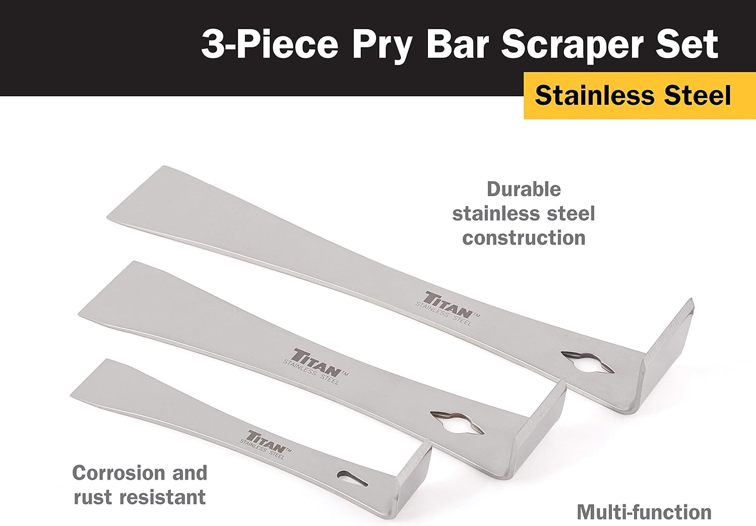 Titan 17007 3-Piece Stainless Steel Pry Bar Scraper Set