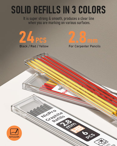 Nicpro Carpenter Pencils with Sharpener, Mechanical Pencil for Construction