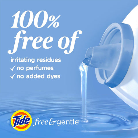 Tide Free & Gentle Liquid Laundry Detergent, 80 Loads, 105 fl oz, Tide Laundry Detergent, Clean Laundry Detergent