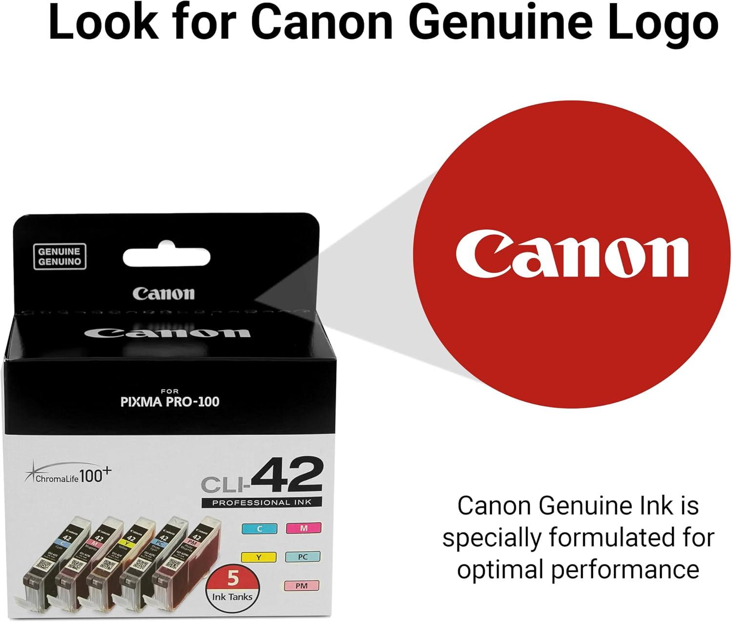 Canon CLI-42 Genuine Five Color Pack, Compatible with PIXMA PRO-100 Printers