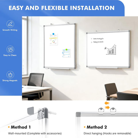 Double-Sided White Board Dry Erase Magnetic Whiteboard Wall 36x24, 4-Pack