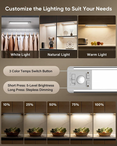 MCGOR 14.7inch Under Cabinet Lighting, Wireless Motion Sensor Light,5 Pack