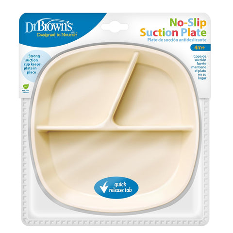 Dr. Brown's No-Slip Divided Suction Plate, Ecru, 1-Pack