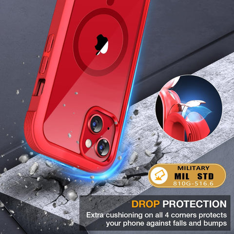 miracase for iPhone 13 mini Case 5.4",Built-in Glass Screen Protector,Red