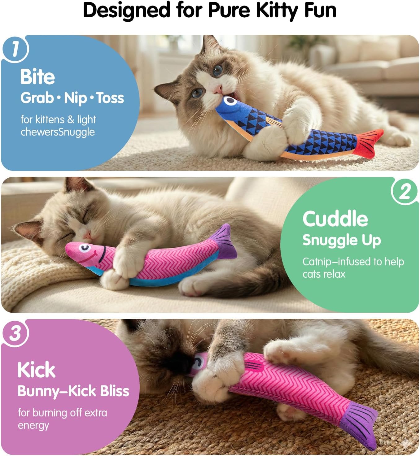 PetBusy Cat Toys with [5000 mg A+Natural Catnip & Silvervine] Kicker Fun