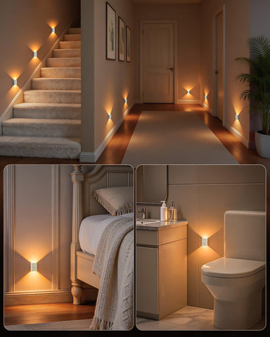 WILLED Motion Sensor Stair Lights Indoor,Rechargeable Magnetic Night Light