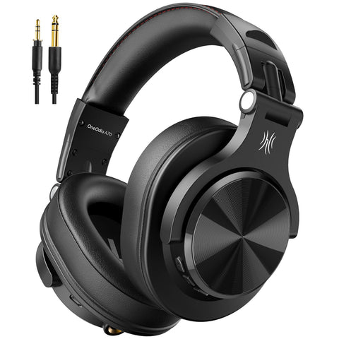 OneOdio A70 Bluetooth Over Ear Headphones, Wireless Headphones w/ 72H Playtime, Hi-Res, 3.5mm/6.35mm Wired Audio Jack for Studio Monitor & Mixing DJ Guitar AMP, Computer Laptop PC Tablet - Black