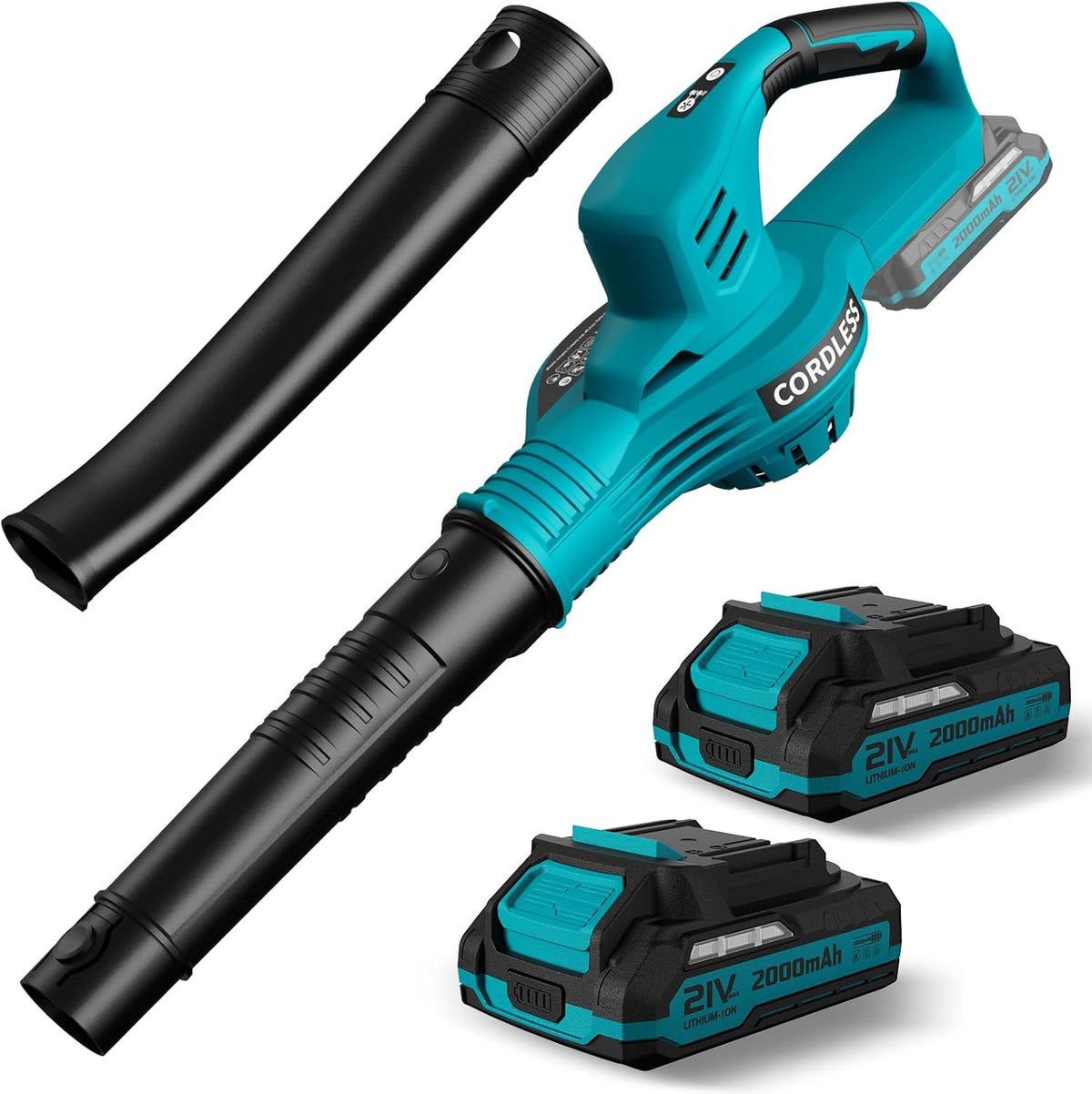 Leaf Blower Cordless 21V Electric with 2 Batteries and Charger Lightweight