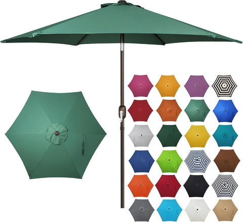 Blissun 7.5 ft Patio Umbrella, Yard Umbrella, Outdoor Market Umbrella with Push Button Tilt Crank, Seaglass