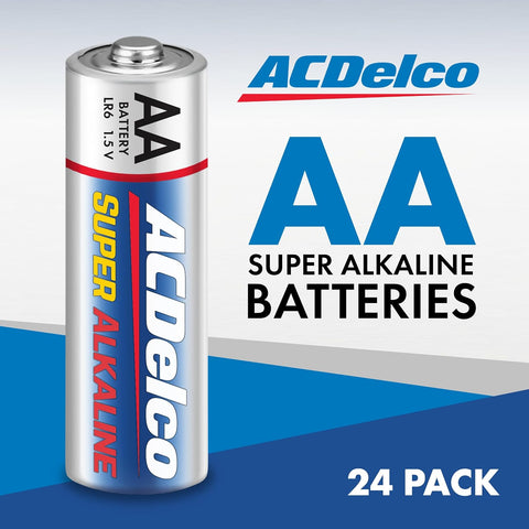 ACDelco 24-Count Double AA Batteries, Maximum Power Super Alkaline Battery for Home and Office, 10-Year Shelf Life, Reclosable Packaging