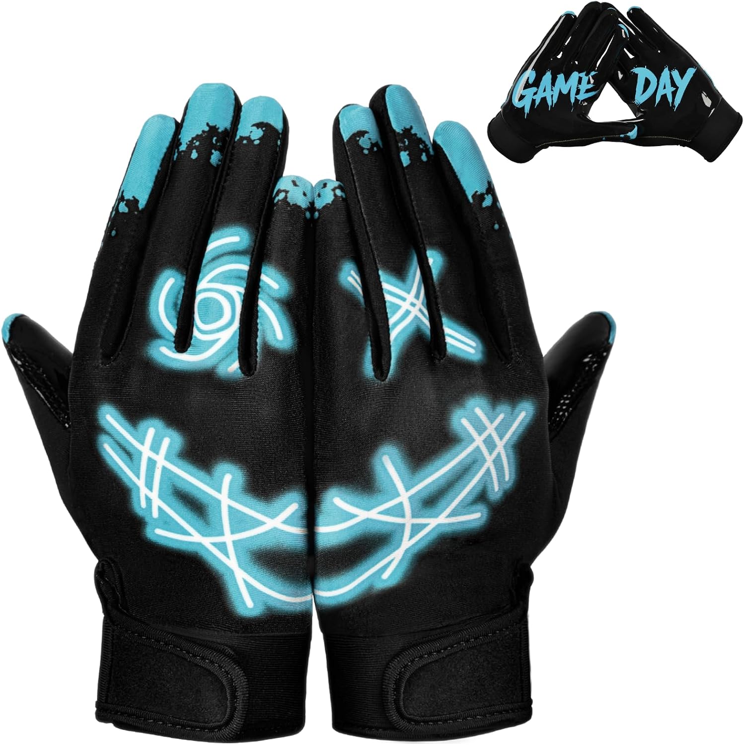 RIGWARL Football Gloves Adult Men, Youth Kids Football Gloves with Super Sticky Grip, Receiver Glove Best Gift for Adult Youth Kids Boys 8-12