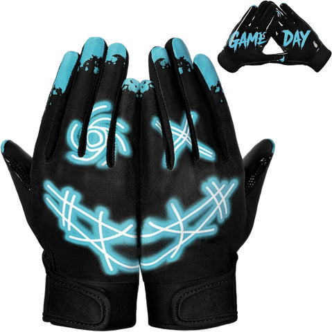 RIGWARL Football Gloves Adult Men, Youth Kids Football Gloves with Super Sticky Grip, Receiver Glove Best Gift for Adult Youth Kids Boys 8-12