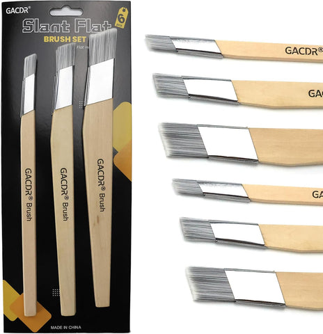 GACDR Slant Lining Fitch Trim Paint Brushes, Pack of 6, 0.5", 0.75", 1"