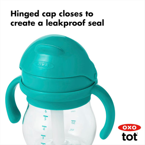 OXO Tot 6 Ounce Transitions Straw Cup with Removable Handles - Teal