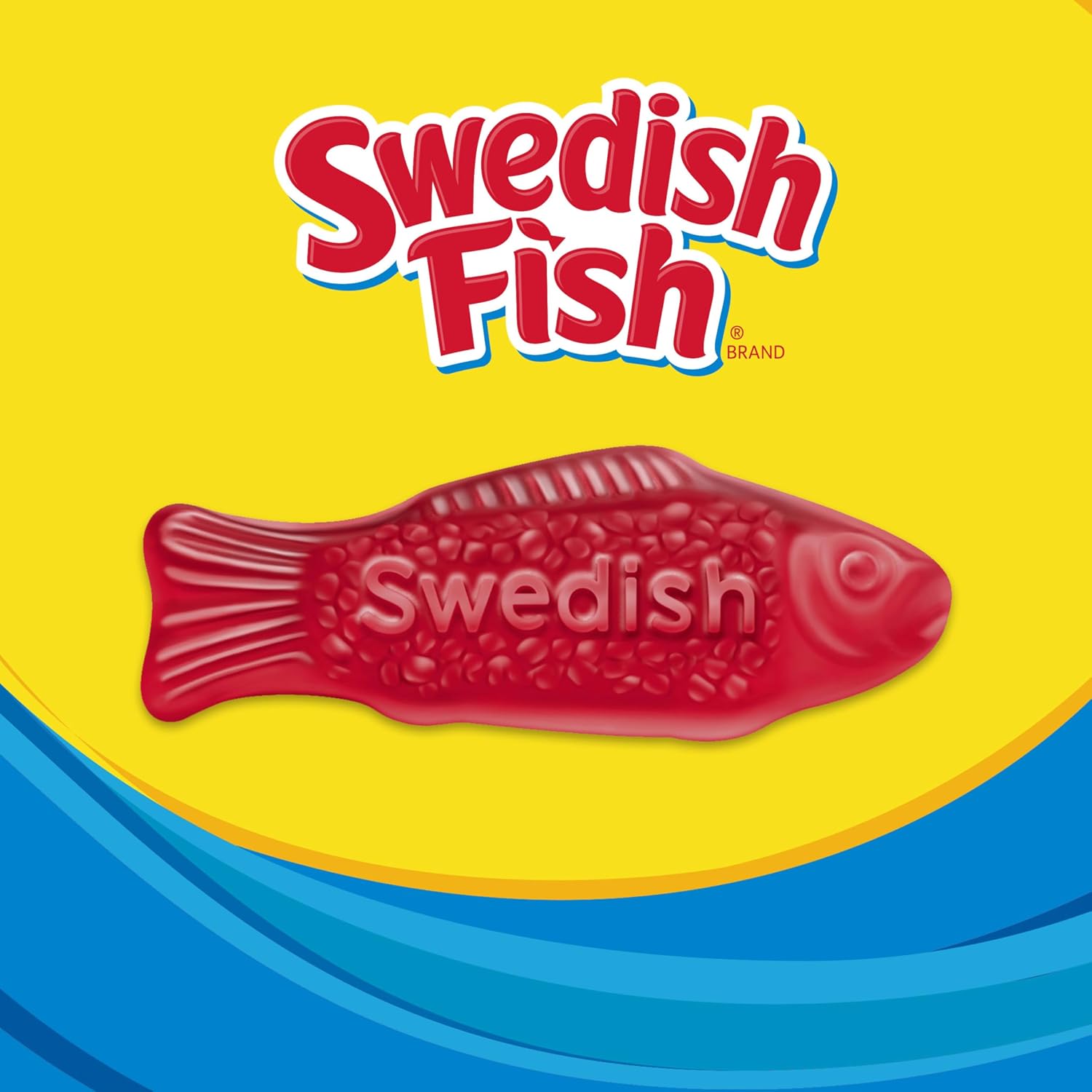SWEDISH FISH Soft & Chewy Gummy Candy, Bulk Candy, 12-8 oz Bags