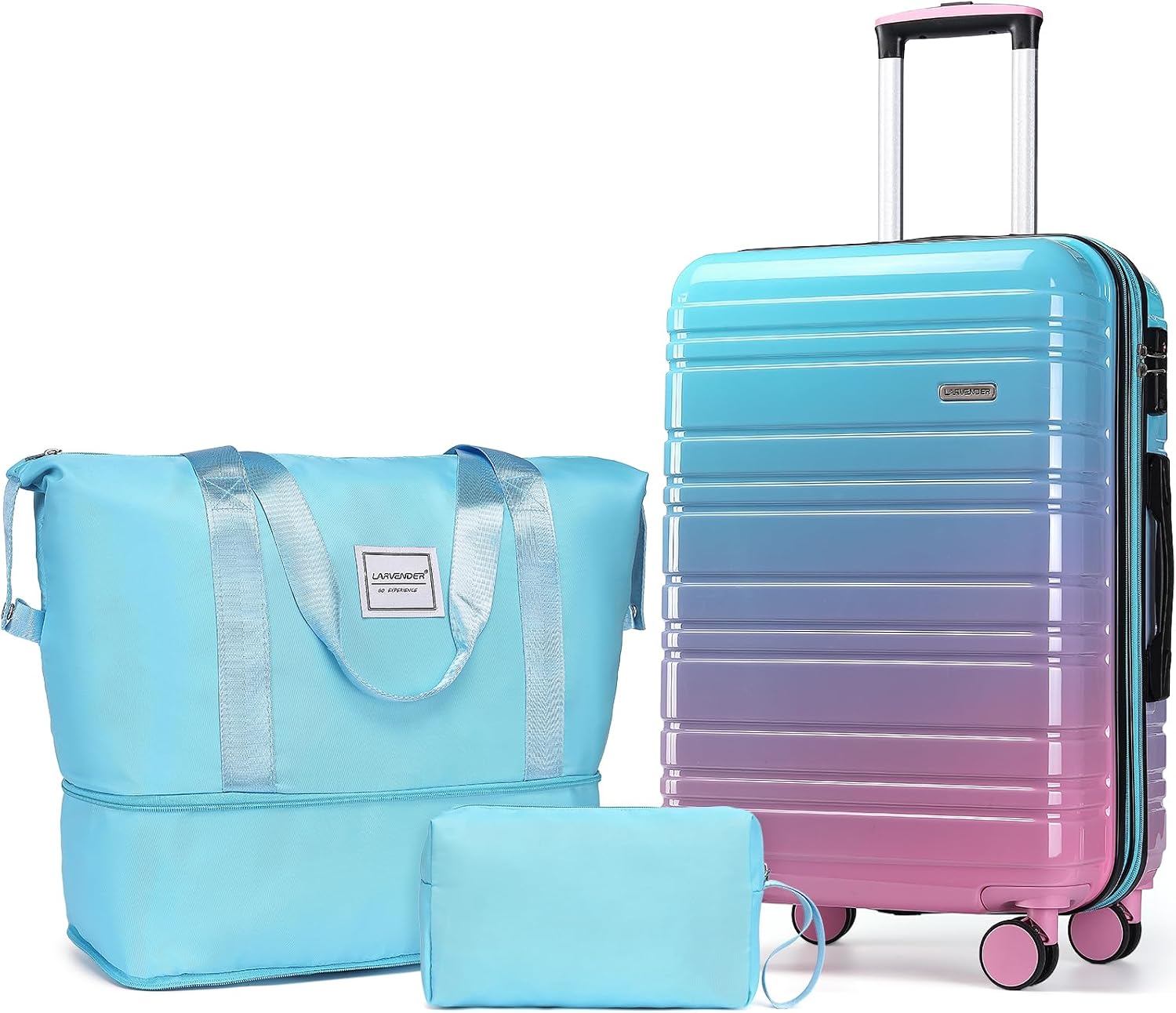LARVENDER Carry on Luggage Sets 3 Piece, 20inch Suitcase Set, Cotton Candy