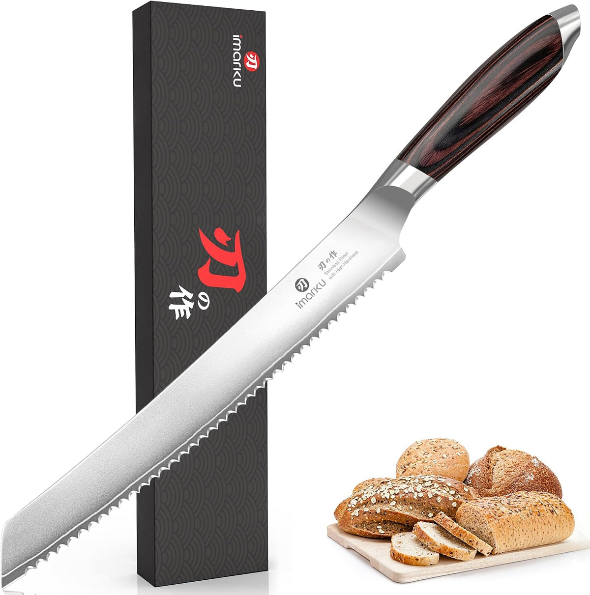 imarku Bread Knife 10 Inch,Japanese Professional Grade Serrated Bread Knife