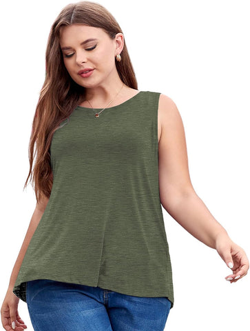 LALAGEN Plus Size Womens Workout Tank Tops Sleeveless Summer Loose Fit Flowy Yoga Athletic Running Shirts Pilates Outfits
