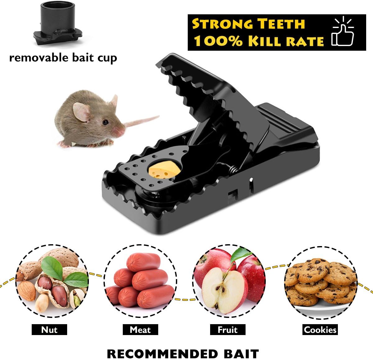 Hdama Mouse Trap, Mouse Traps That Work Small Mice Trap Outdoor Indoor Best Snap Traps for Mouse/Mice Safe and Reusable 6 Pack Quick Kill Mice Traps
