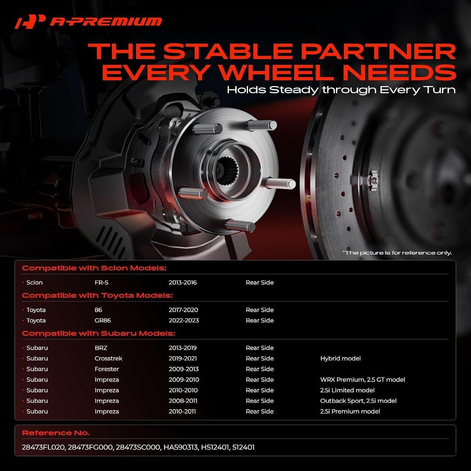 A-Premium 2 x Rear Wheel Bearing and Hub Assembly with 5-Lug