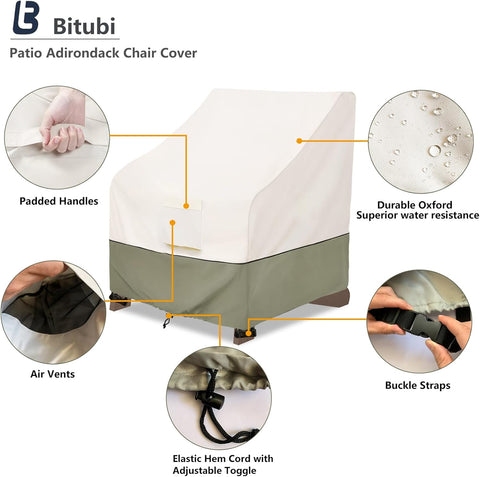 Bitubi Waterproof 2 Pack Patio Adirondack Chair Cover