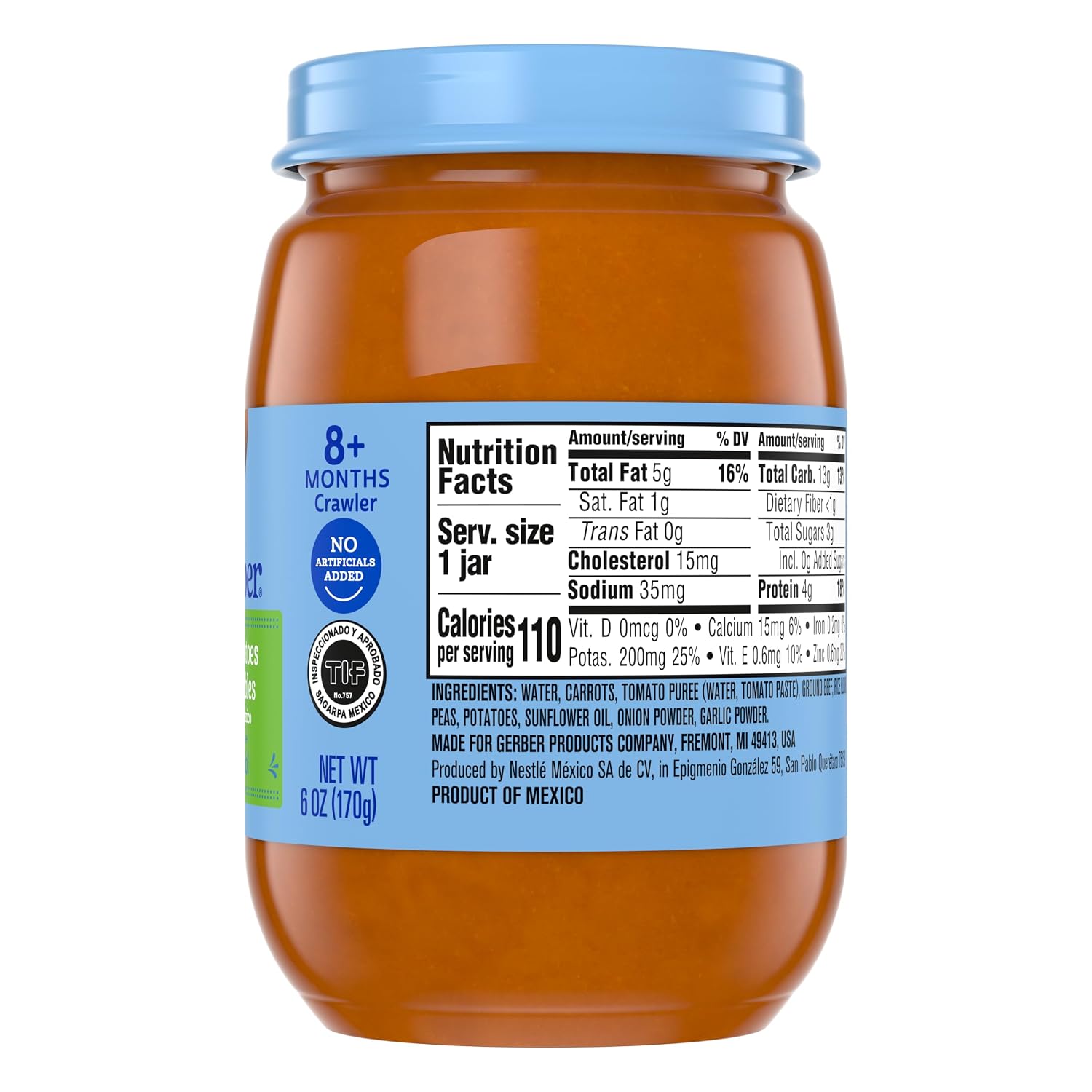 Gerber Stage 3 Beef, Potatoes, Vegetables Baby Food, 6 Oz, 12 Pack